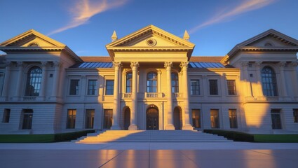 Obraz premium Majestic Neoclassical Building at Sunset Architectural Photography