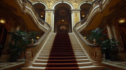 Obraz premium Ornate staircase in historic mansion