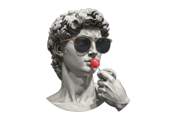 Isolated Statue with Sunglasses and Lollipop