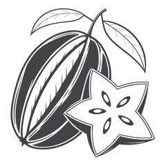  silhouette carambola on white background