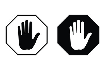 Obraz premium Stop Hand Sign Icon Set – Vector Palm Symbols for Safety, Warning, Traffic Control, and UI Interface Use
