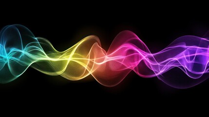 Fototapeta premium Abstract rainbow waves on black background