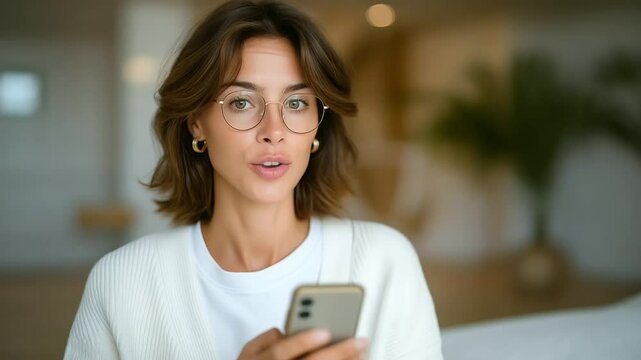 A woman books a telehealth session using her smartphone at home