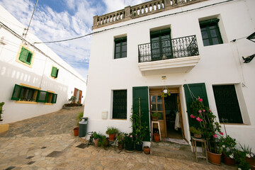 Fototapeta premium Ibiza, Spain; 1st June 2025: Picturesque town Sant Joan de Labritja in the north of the island of Ibiza.