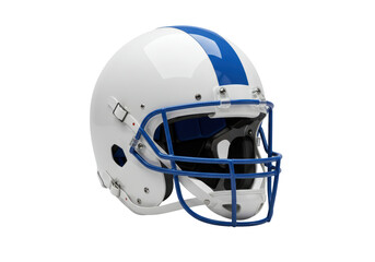 Isolated White Football Helmet with Blue Stripe