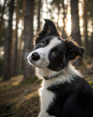 Fototapeta premium Adorable Border Collie Puppy Looking Up.