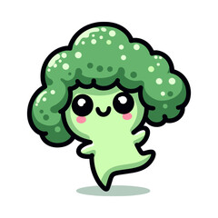 Fototapeta premium Cute cartoon broccoli character smiling with a cheerful expression 
