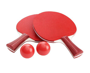 Two red ping-pong paddles and two red balls