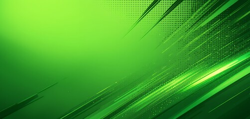 Obraz premium Abstract dynamic green futuristic background with diagonal lines and dots pattern