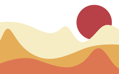 Mountain Sun or Dessert Mountain Abstract Background