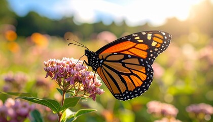 Fototapeta premium Monarch Butterfly on Milkweed