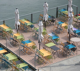 small tables and chair in the alfresco restaurant