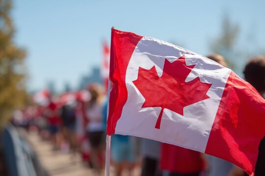 Celebrating Canada Flag Day with vibrant community festivities and gatherings that highlight the pride and spirit of Canadian identity on a warm summer afternoon