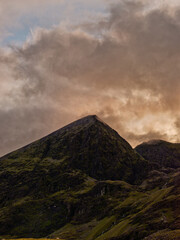 This is Carrauntoohil in Ireland at sunset. You can see the dramatic cloud formations in the sky.