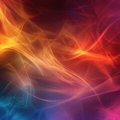 Obraz premium Abstract artwork featuring vibrant, swirling, luminous colors of red, orange, and blue, creating a dynamic and energetic visual