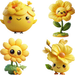 Lovely Yellow Flower Cartoon Icon