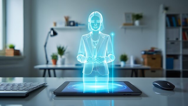 Digital Assistant Unveiled: Holographic Avatar in a Smart Home Office