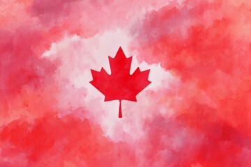 Celebrating Canada Day with a vibrant watercolor depiction of the national flag on a cheerful background