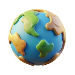 Cartoon earth globe 3d render isolated on white background