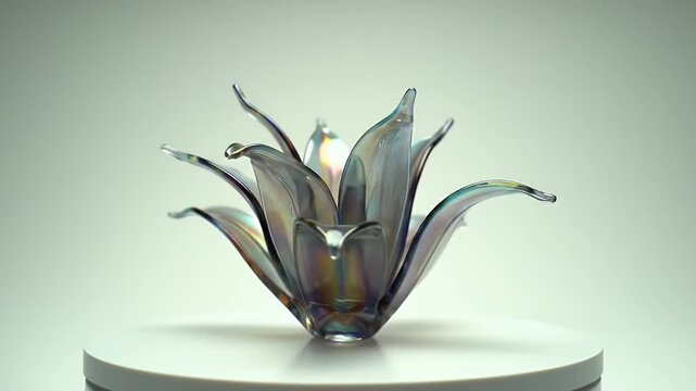 Abstract glass flower on a white display