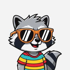 Cute Raccoon Character in Summer Outfit