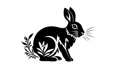 Awesome simple modern black rabbit logo.