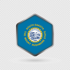 South Dakota State Flag Icon in Hexagon Shape.