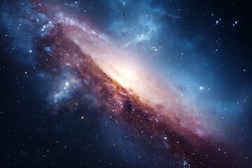 Fototapeta premium Spiral Galaxy in Deep Space with Bright Core