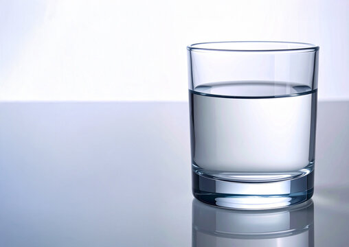 Un vaso de cristal con agua pura y cristalina, la mejor bebida para la sed y el calor contraluz sobre fondo blanco