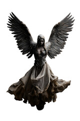 Fototapeta premium A ghostly hArpy Action pose, mid-screech, ghost wings flAred, mist effects, PNG cutout reAdy