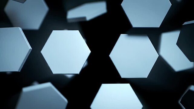 Abstract hexagons on black background
