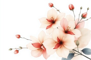 Watercolor Floral Illustration: Delicate Blossoms on White