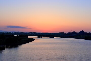 sunset over the river