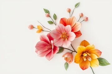 Elegant floral arrangement with pink, orange and yellow blossoms