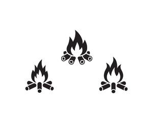Obraz premium Campfire icon silhouette with firewood flames and burning logs vector