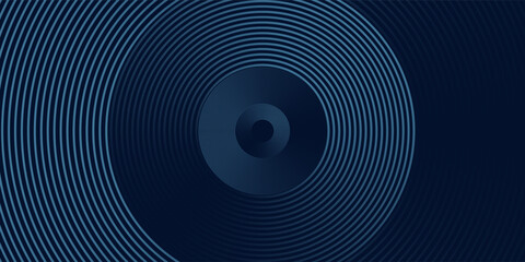 Blue abstract background with glowing circles. Swirl circular lines pattern. Geometric spiral. Twirl element. Modern graphic design. Futuristic technology concept.