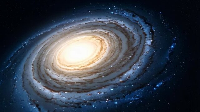 Magnificent cosmic spiral galaxy with bright core and arms against a starry dark void, perfect for space exploration and astronomical concepts