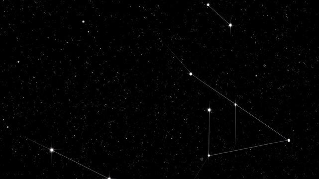Animated starry black backdrop featuring constellation patterns and twinkling stars, creating a celestial space landscape