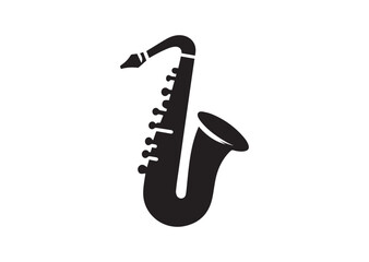 A Saxophone Icon black color Silhouette Vector