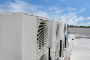 Air conditioning outdoor unit compressor install outside the building.
