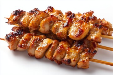 Delicious yakitori skewers showcasing flavorful grilled chicken pieces seasoned with tare sauce, perfect for any culinary occasion