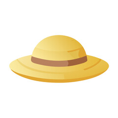 Vintage yellow fedora hat, a classic fashion accessory, isolated on a white background