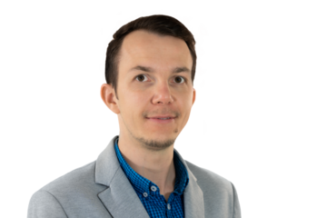 Corporate man with calm expression looking at camera, suitable for ID photo, professional presentation or employee profile. . isolated png