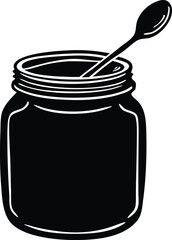  jam jar with spoon.