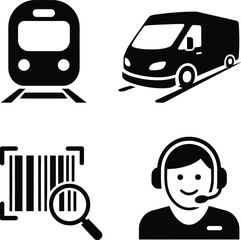 Logistics and Customer Support Solid Icon Set