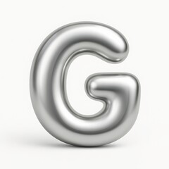 Silver 3D Letter G on White Background