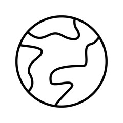 A modern, minimalist black outline world globe icon. Represents global communication, international business, and worldwide reach. Ideal for global apps/websites.