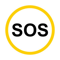 SOS help icon, safety support alert flat design, save vector illustration .