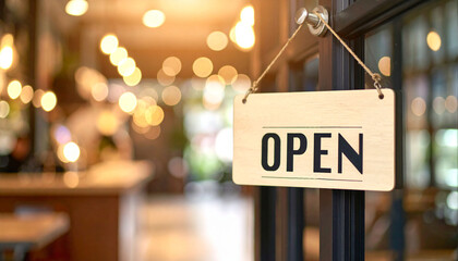 Generated image of Open sign at the entrance of the shop, café 