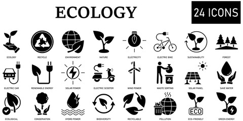 Set of ecology Icons or symbols Vector fully editable file.